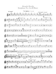 Partition trompette 1, 2 (A, B♭), Symphony No. 2, Borodin, Aleksandr