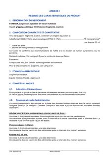 Panenza, suspension injectable en flacon multidose : RCP 17/11/2009