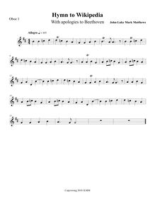Partition hautbois 1, Hymn to Wikipedia, D major, Matthews, John-Luke Mark
