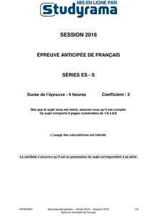 BacES/Sépreuvesanticipées2016-Français