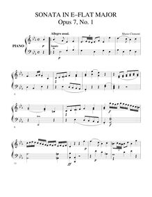 Partition Sonata No.1 en E♭ major, Three Piano sonates, Op. 7, Clementi, Muzio