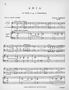 Partition complète et partition de violon, Aria, Op.67