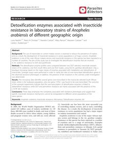 Detoxification enzymes associated with insecticide resistance in laboratory strains of Anopheles arabiensis of different geographic origin