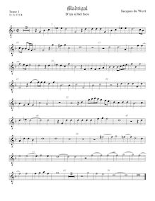 Partition ténor viole de gambe 1, octave aigu clef, madrigaux pour 5 voix par  Giaches de Wert par Giaches de Wert