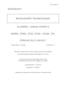 Sujet Allemand LV2 - séries technologiques 2017