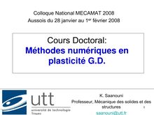 Cours Doctoral Méthodes numériques en Plasticité