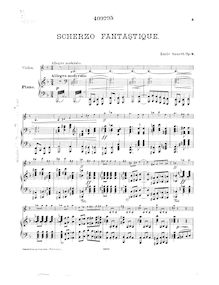 Partition violon et Piano parties, Scherzo Fantastico, Sauret, Émile