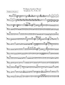 Partition timbales, Symphony No.39, E♭ major, Mozart, Wolfgang Amadeus