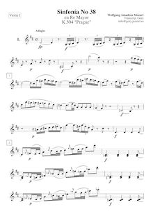 Partition violons I, Symphony No.38, Prague Symphony, D major, Mozart, Wolfgang Amadeus