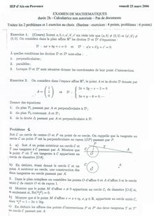 Mathématiques spécialité 2006 IEP Aix - Sciences Po Aix