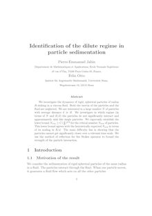 Identification of the dilute regime in particle sedimentation