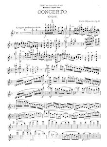 Partition de violon, violon Concerto No.1, Młynarski, Emil