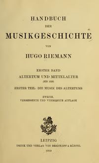 Partition bande 1, Teil 1: Musik des Altertums, Handbuch der Musikgeschichte