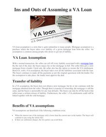 Ins and Outs of Assuming a VA Loan