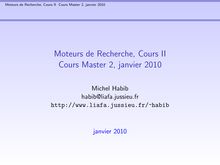 Moteurs de Recherche, Cours II   Cours Master 2, janvier 2010