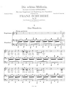 Partition complète, Die Schöne Müllerin, D.795, MüllerliederThe Maid of the Mill par Franz Schubert