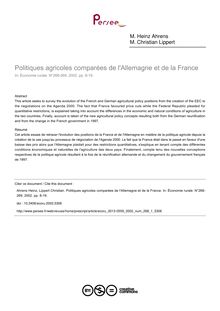 Politiques agricoles comparées de l Allemagne et de la France - article ; n°1 ; vol.268, pg 8-19