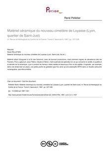 Matériel céramique du nouveau cimetière de Loyasse (Lyon, quartier de Saint-Just) - article ; n°4 ; vol.6, pg 337-338