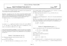 Mathématiques 2 2000 Classe Prepa MP Concours Centrale-Supélec