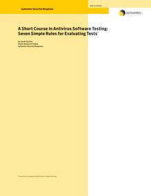 A Short Course in Antivirus Software Testing: Seven Simple Rules ...
