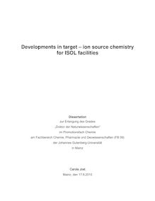 Developments in target-ion source chemistry for ISOL facilities [Elektronische Ressource] / Carola Jost