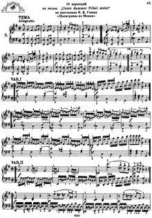 Partition complète, 10 Variations on Unser dummer Pöbel meint, G major par Wolfgang Amadeus Mozart