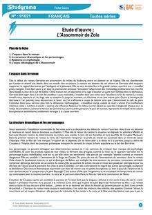 Fiche de révision BAC Français - Fiche de lecture : L Assommoir de Zola