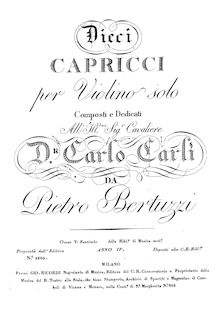 Partition complète, 10 Caprices pour violon, Bertuzzi, Pietro