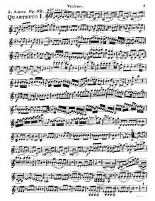 Partition violon 2, 3 quatuors pour hautbois et cordes, Op.92, Amon, Johann Andreas