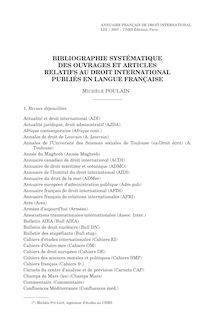 Bibliographie systématique des ouvrages et articles en langue française  ; n°1 ; vol.53, pg 995-1069