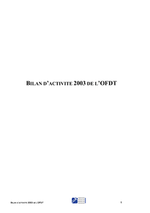 Bilan d activité 2003 de l OFDT