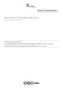 Albert Soboul, Comprendre la Révolution  ; n°33 ; vol.11, pg 109-111