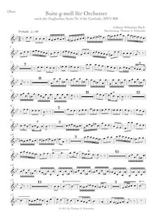 Partition hautbois, 6 anglais , Bach, Johann Sebastian