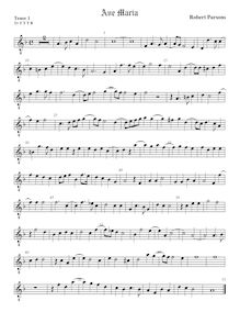 Partition ténor viole de gambe 1, octave aigu clef, Ave Maria, Parsons, Robert