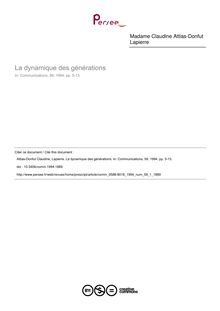 La dynamique des générations - article ; n°1 ; vol.59, pg 5-13
