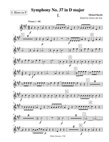 Partition cor 1 (F), Symphony No.37, D major, Haydn, Michael