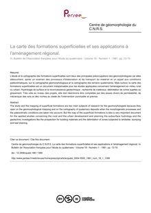 La carte des formations superficielles et ses applications à l aménagement régional. - article ; n°1 ; vol.18, pg 13-19