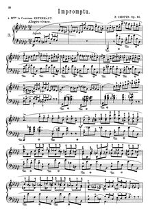 Partition complète (filter), Impromptu No.3, G♭ major par Frédéric Chopin
