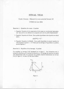 UTBM 2004 te41 mecanique des milieux continus genie mecanique et conception semestre 2 final