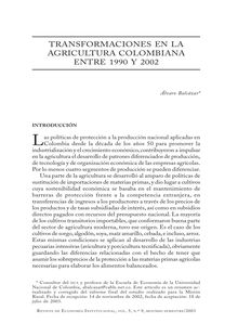 Transformaciones en la agricultura colombiana entre 1990 y 2002 (Colombian Agricultural Transformation during 1990-2002)