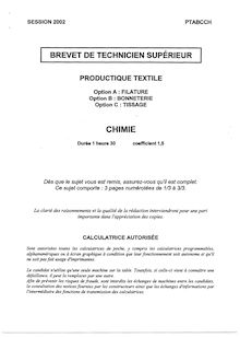 Chimie 2002 Filature BTS Productique - textile