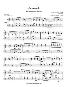 Partition Sarabande, 6 French , Bach, Johann Sebastian