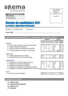 Dossier de candidature 2011