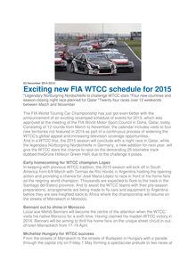 FIA WTCC - Nouveau Programme de 2015
