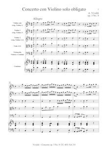 Partition complète (avec clavecin), violon Concerto, D major