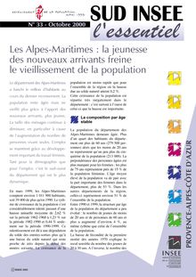  Les Alpes-Maritimes : la jeunesse des nouveaux arrivants freine le vieillissement de la population