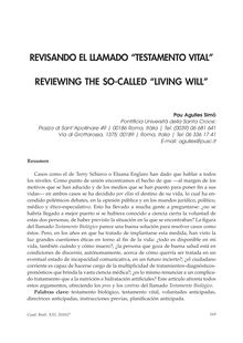Revisando el Llamado “Testamento Vital”. (Reviewing the So-Called “Living Will”)