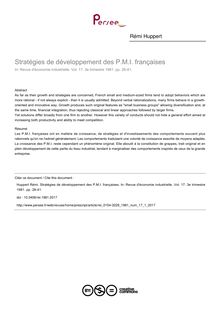 Stratégies de développement des P.M.I. françaises - article ; n°1 ; vol.17, pg 26-41