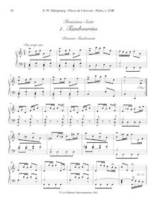 Partition , Tambourins (I, II & III), Pièces de Clavecin, Marpurg, Friedrich Wilhelm