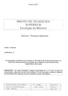 Btsenvebat sciences physiques 2007